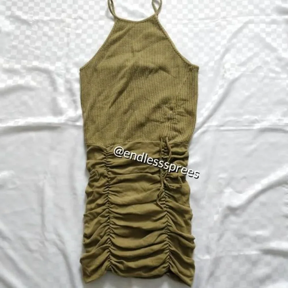Free People Katya Thermal Mini Dress in Olive Green - Picture 4 of 7